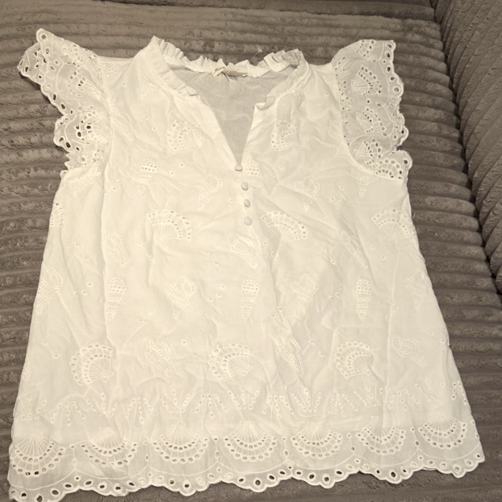 White Eyelet Lace Women's Top